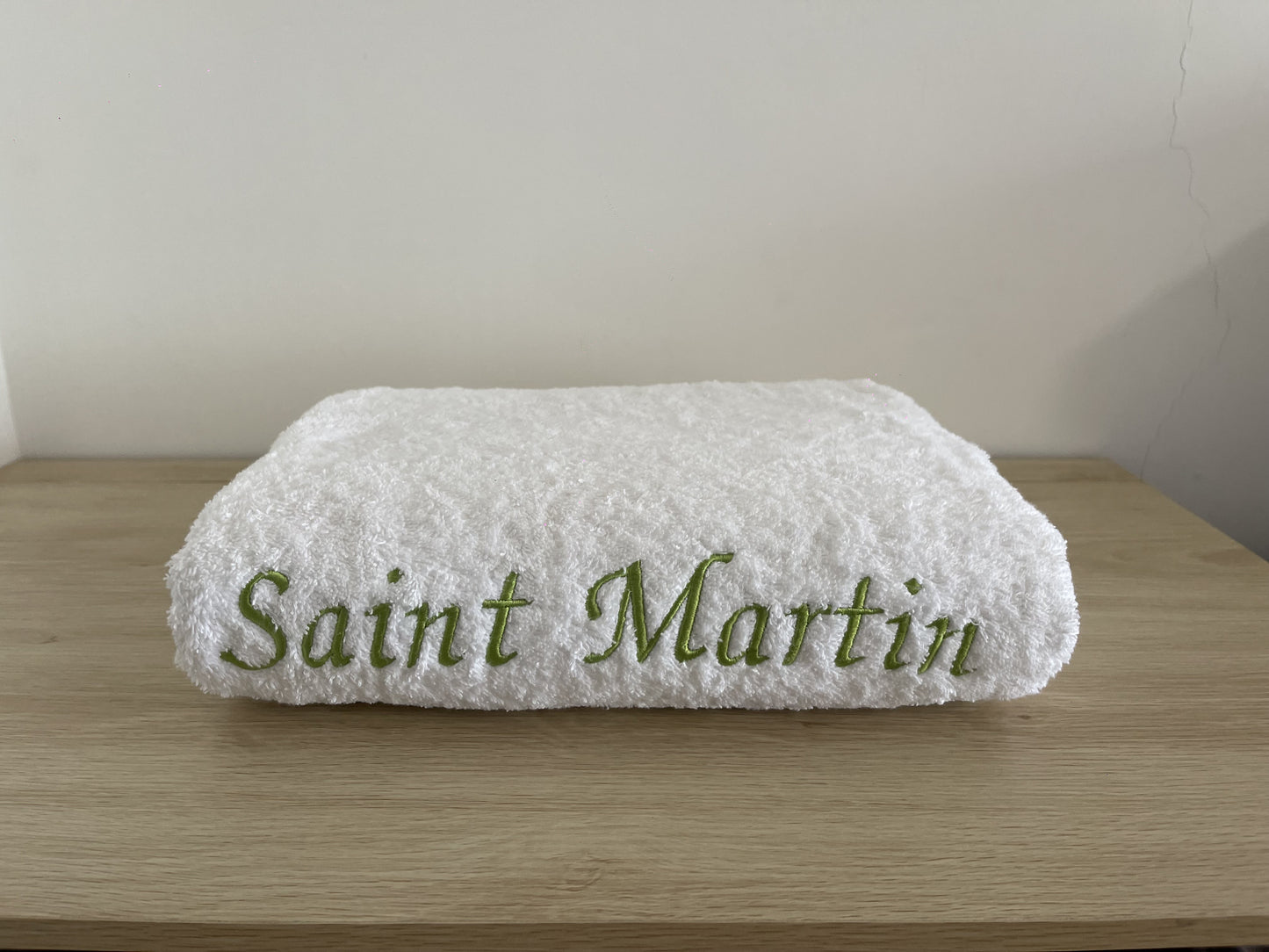 SERVIETTE BRODEE VERT SATIN