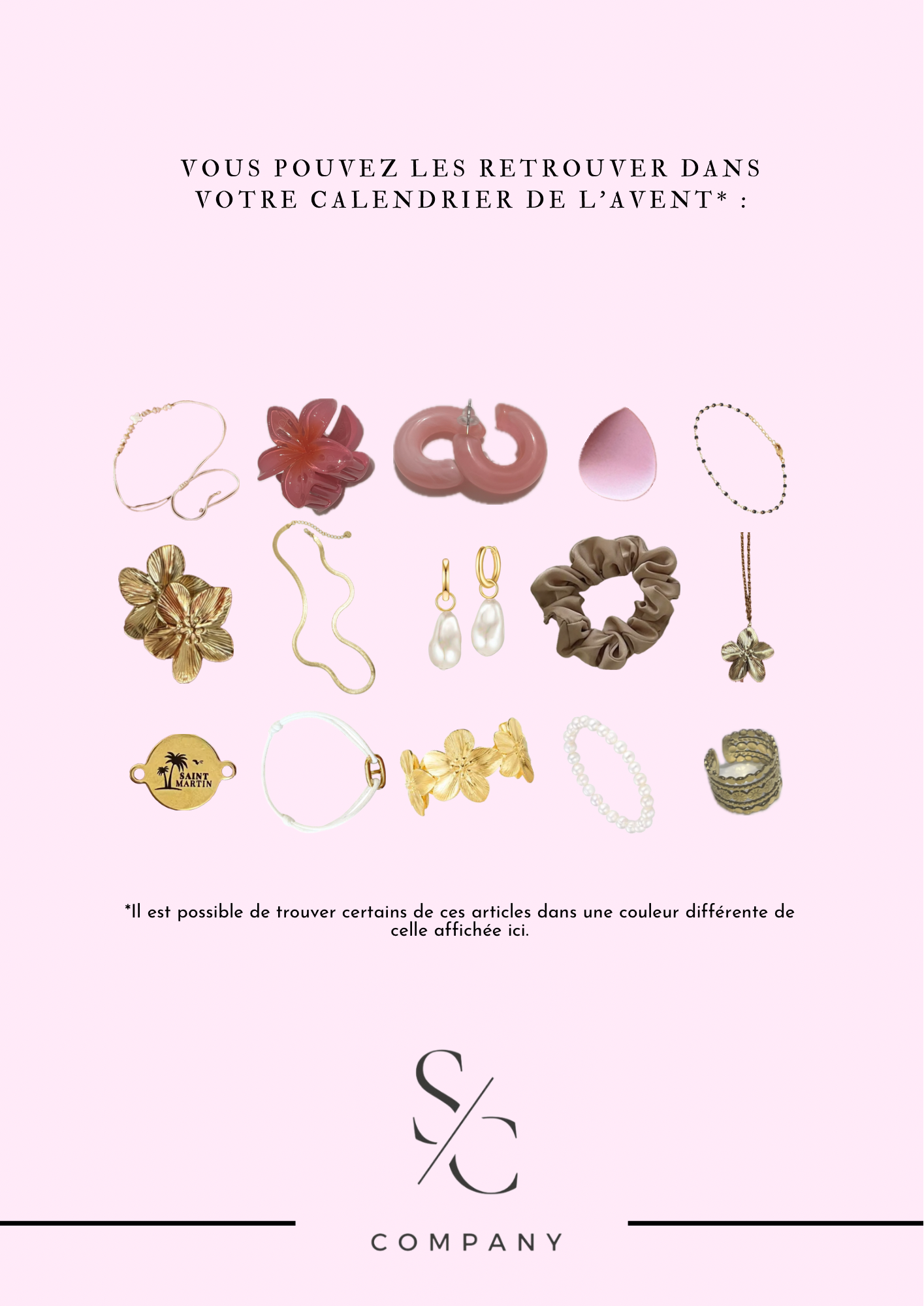 CALENDRIER DE L'AVENT BIJOUX  COULEUR OR