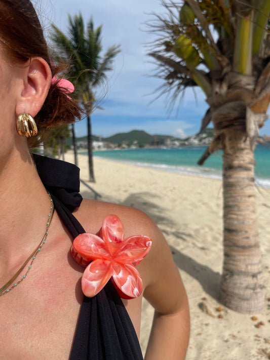 🌸 Pince à Fleur pour Cheveux orange